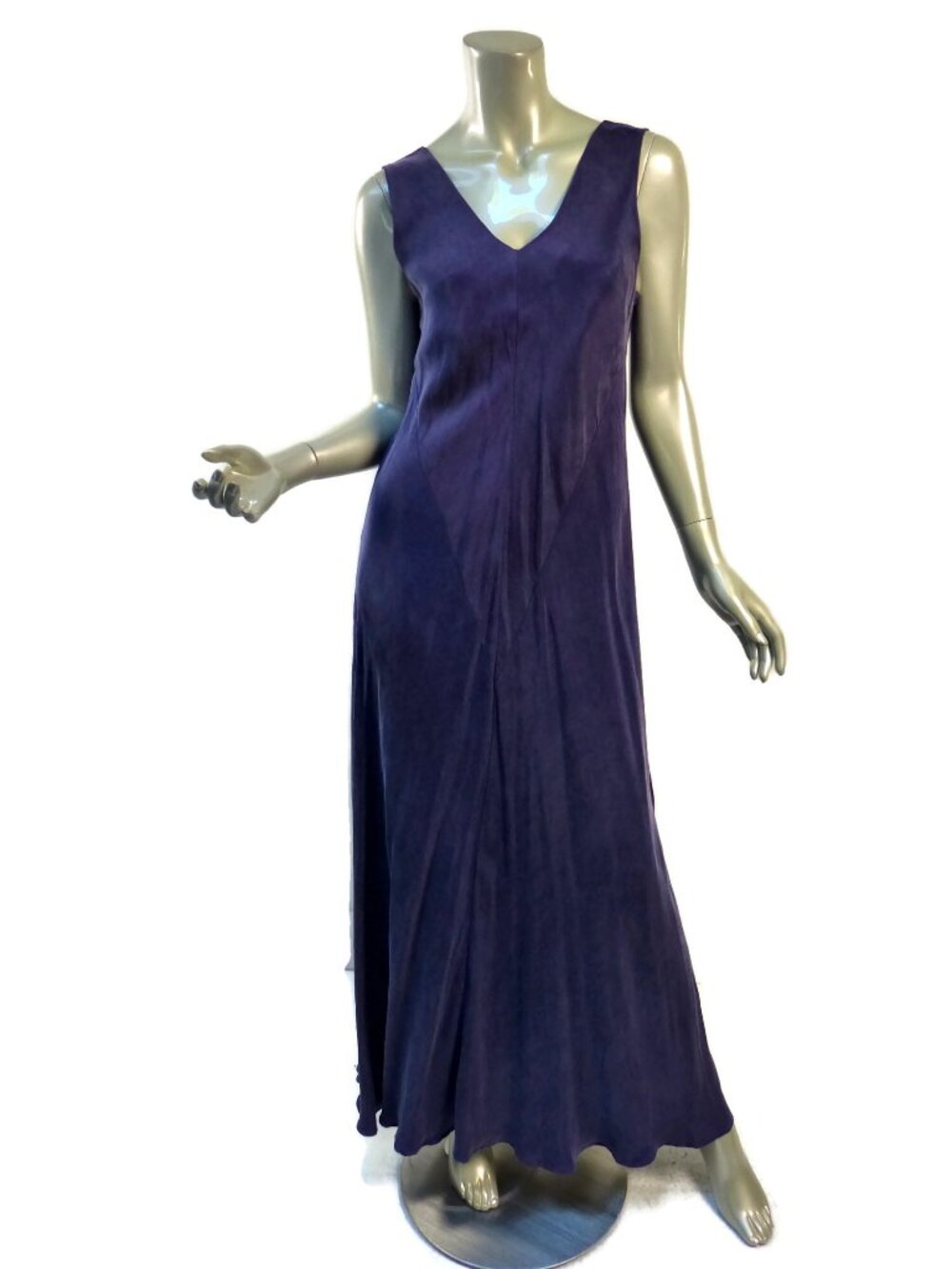 Vintage Lightheart Bias-Cut Maxi Dress Dusty Purple Sanded Rayon Size Small 4-8